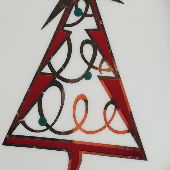 Set of 5 Pier 1 Christmas Tree 7.5” Dessert Salad Plate stylized holiday tree - Picture 7 of 9